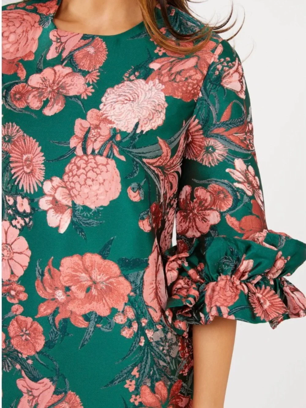 ABBEY GLASS Bronwyn Dress Forest Mum Jacquard - Picture 3 of 9